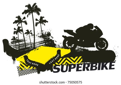 super bike racing banner with summer scene
