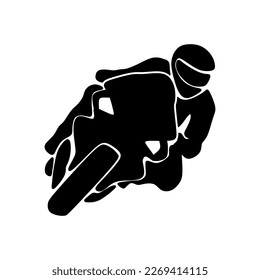 Super bike rider in black icon vector illustration. Template for world championship motor sport bike racing design element. Editable graphic resources for many purposes.Template for world cham