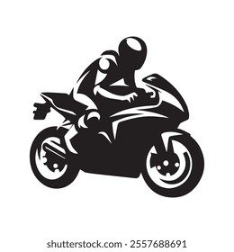 Super bike rider in outline icon vector illustration. Template for world championship motor sport bike racing design element. Editable graphic resources for many purposes.Template for world cham
