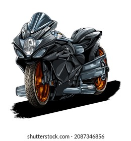 Super Bike. Sport Motorcycle isolated on white background. Vector illustration.