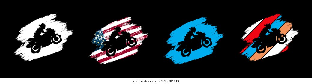 Super biker tshirt. Emblem template with winged motorcycle motor. Design element for poster, logo, label, sign, t shirt.