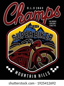 super biker, vector motorcycles illustration typography graphic design for print