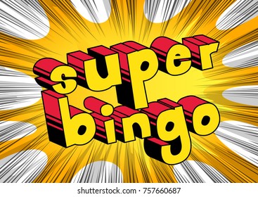 Super Bingo - Comic book style word on abstract background.