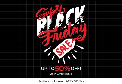 Super Black Friday sale typography lettering vector