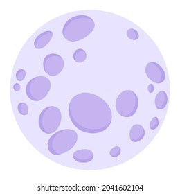 Super blue new full moon with craters. Moonlight astrology symbol icon. Vector cartoon isolated illustration.