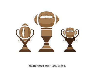 Super Bowl Award Trophy Illustration Set, With Three Trophy Shape Concept, Good For Award Design, Tournament