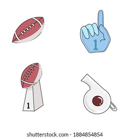 Super Bowl Event Football or Rugby Sport Icon Stickers and Decoration