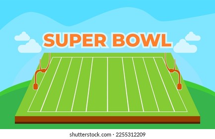 super bowl simple background. american football field illustration.