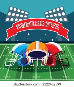 super bowl stadium and helmet with lights