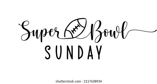 Calligrafía continua de una línea del domingo de Super Bowl con fondo blanco