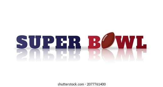 Texto del título del Super Bowl. Color del tipo de letra rojo y azul y reflejo de la sombra. Concepto de Super Bowl