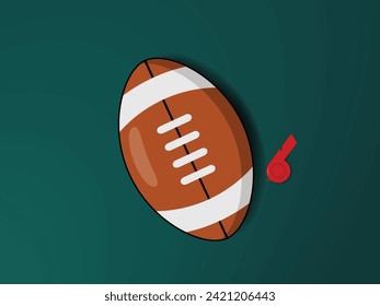 Super Bowl. Vector illustration of rugby and whistle.