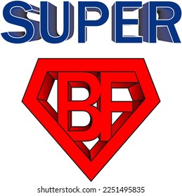 Super Boyfriend Clipart, Valentine's Day Vector illustration.