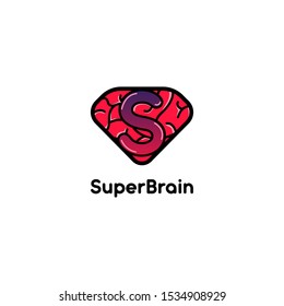 super brain logo illustration in vector
