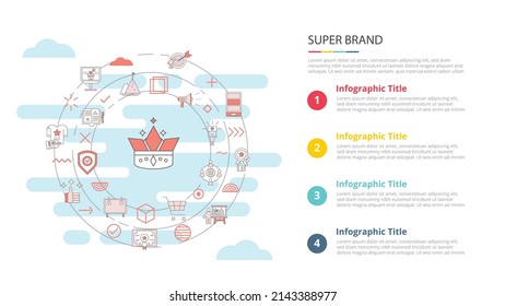 super brand concept for infographic template banner with four point list information