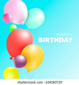 Super bright and colorful minimalistic holiday background with balloons.