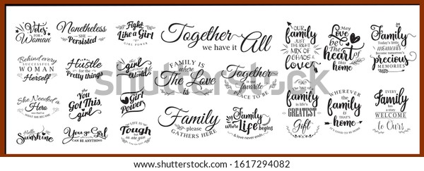 Download Super Bundle Quote Lettering Famil Set Stock Vector Royalty Free 1617294082