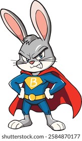 Super Bunny Cartoon Illustration EPS file, Noise Free