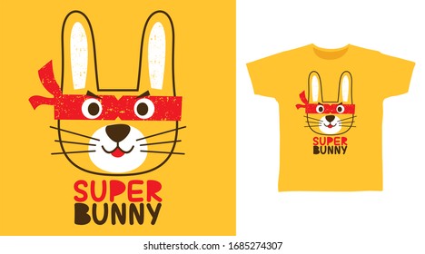 Super bunny design vector illustration ready for print on t-shirt, apparel, poster and other uses