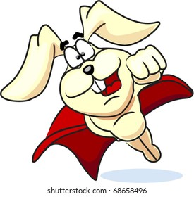 super bunny flies in the red cloak - a symbol of the year