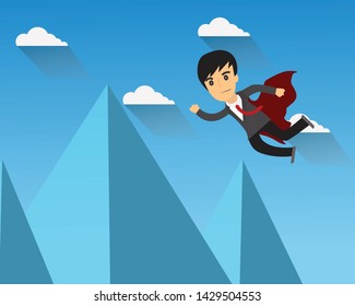 Super business man flying vector.