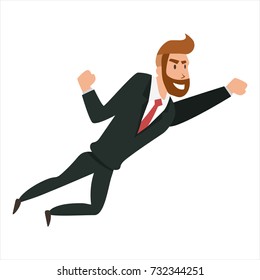 Super Business Man Flying. Vector illustration
