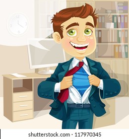 Super business man in office