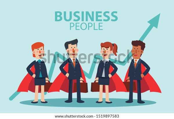 Super Business Man Business Woman Cartoon Stock Vector (Royalty Free ...