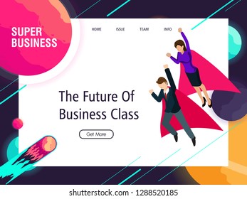 super business man and women work for success