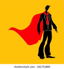 super business man,vector hand drawn illustration