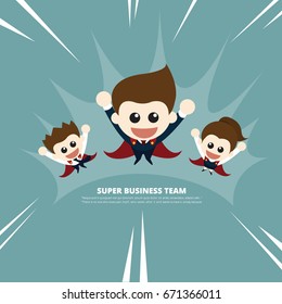 Super business team flying to success