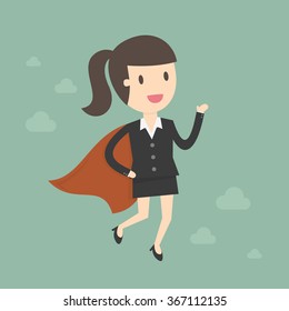 Super Business Woman. Business Concept Cartoon Illustration.