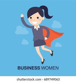 Super Business Woman.Business Concept Cartoon Illustration.