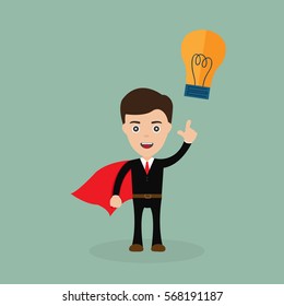 Super Businessman with big idea vector illustration.