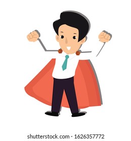Super businessman concept. Creative idea design. Flat vector illustration for template, brochure or presentation. 
