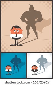 Super Businessman: Conceptual illustration of businessman with superhero shadow. The illustration is in 3 versions. No transparency and gradients used. 