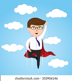 Super businessman flying 