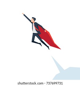 the super businessman flying 