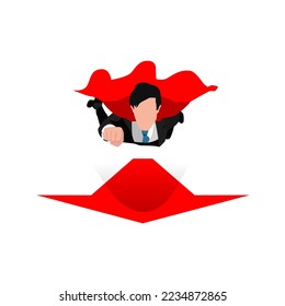 Ilustración del Vector Rápido de Superhombre de Negocios. Muy rápido para crecer rápido.