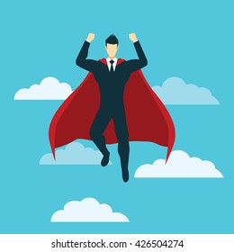  super businessman flying. success business concept