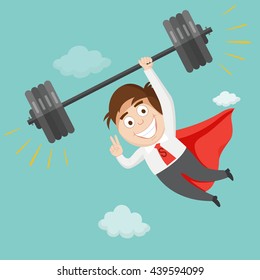 Super businessman flying, vector illustration cartoon