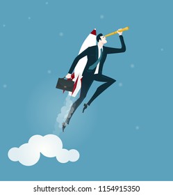 Super Businessman. Help, consultancy, support, winning, and no risk concept business illustration