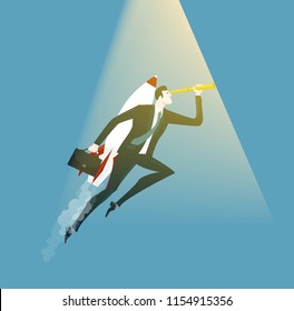 Super Businessman. Help, consultancy, support, winning, and no risk concept business illustration