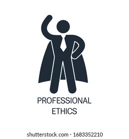 Super businessman. Professional ethics. Vector icon isolated on white background.