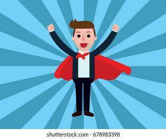 Super businessman with a red cape standing with confidence.
Business people concept.