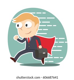 super businessman running to office