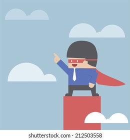 Super businessman standing on the top of the graph, VECTOR, EPS10