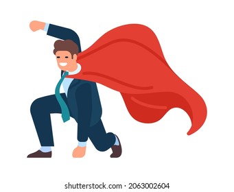Super businessman. Strong hero man in epic pose