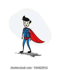Super businessman. Success business concept. Cartoon Cartoon Vector background.