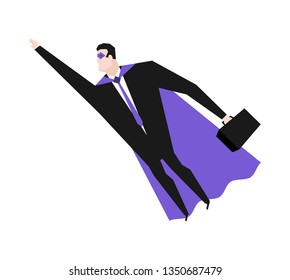 Super Businessman. Superhero manager. Worker in cloak. Superpowers boss